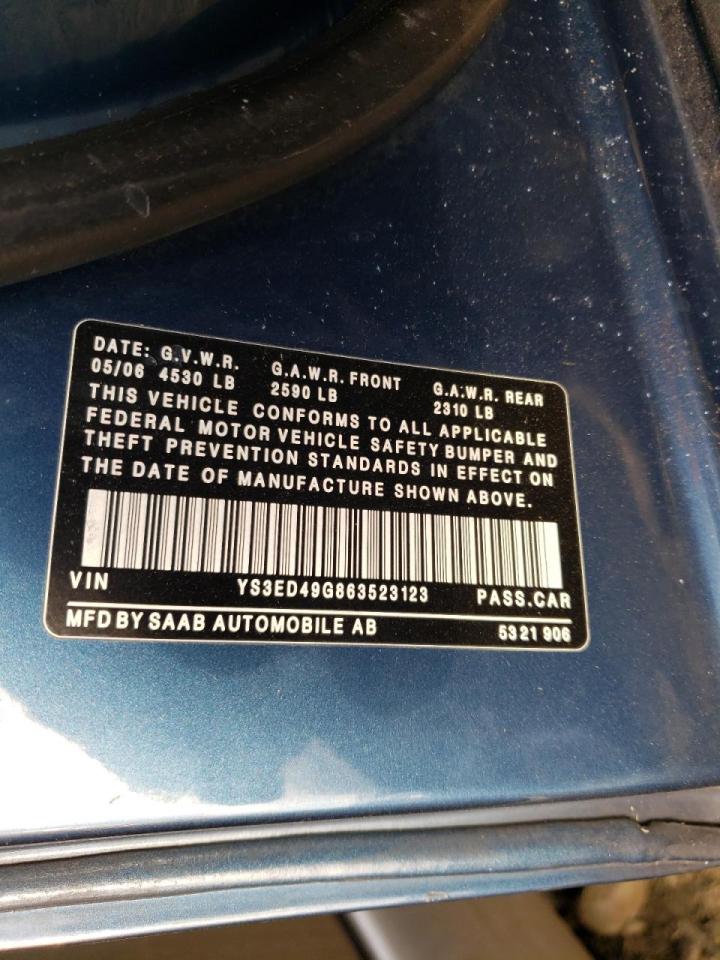 Photo 10 from auction – 2006 SAAB 9-5 BASE with VIN YS3ED49G863523123