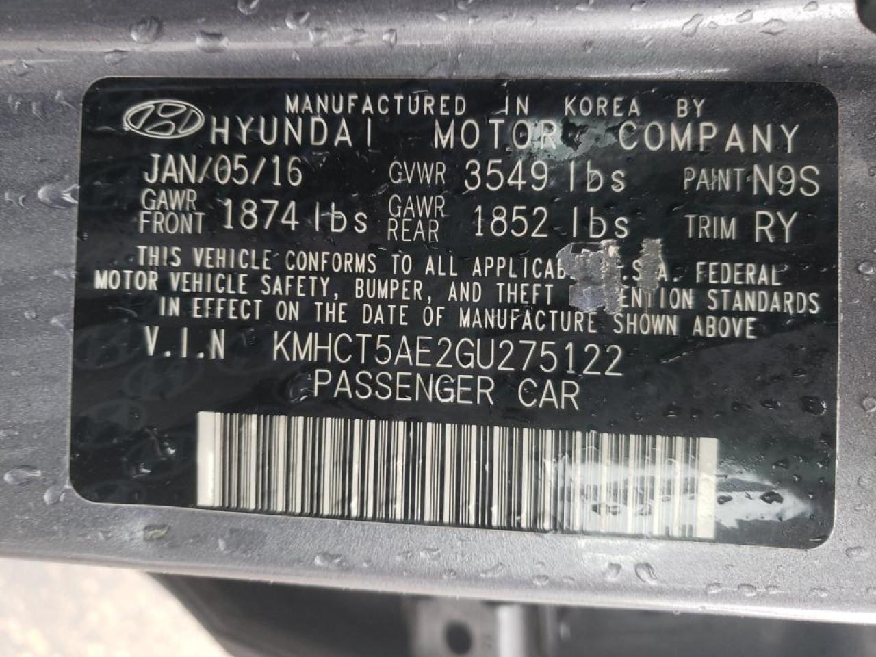 Photo 10 from auction – 2016 HYUNDAI ACCENT SE with VIN KMHCT5AE2GU275122