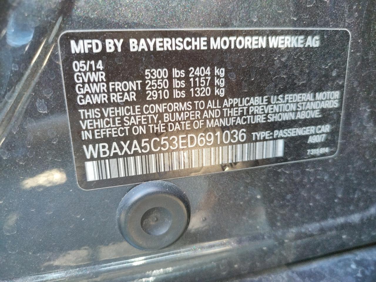 Photo 10 from auction – 2014 BMW 535 D with VIN WBAXA5C53ED691036