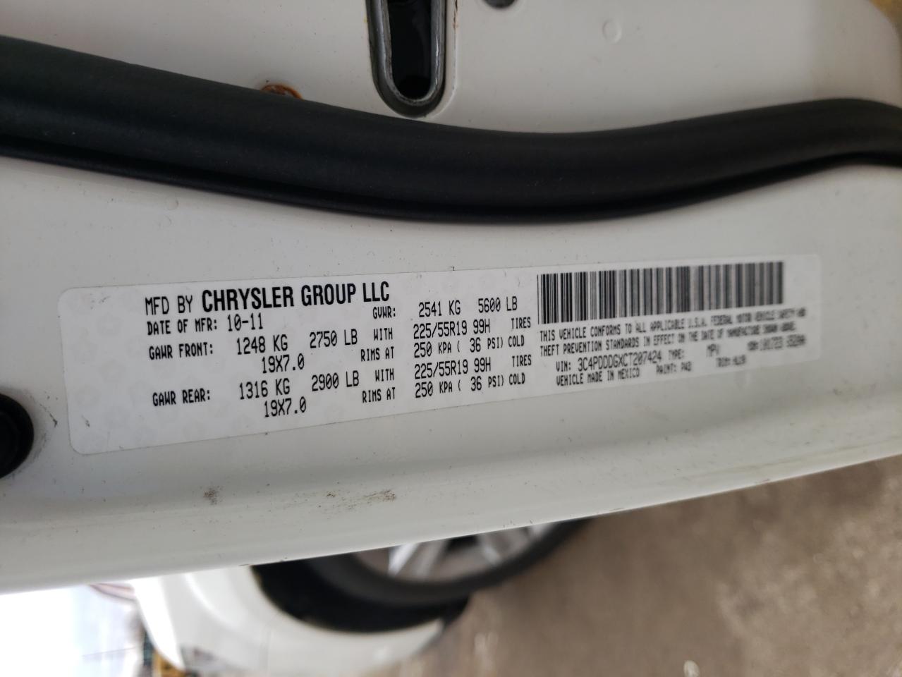 Photo 10 from auction – 2012 DODGE JOURNEY CR with VIN 3C4PDDDGXCT207424