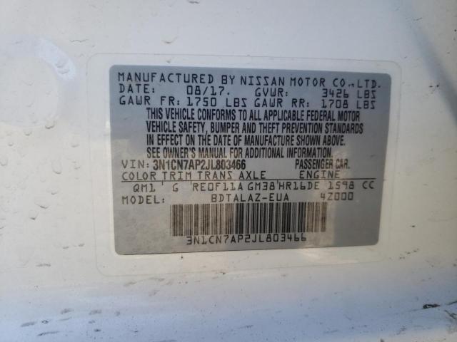 Photo 10 from auction – 2018 NISSAN VERSA S with VIN 3N1CN7AP2JL803466