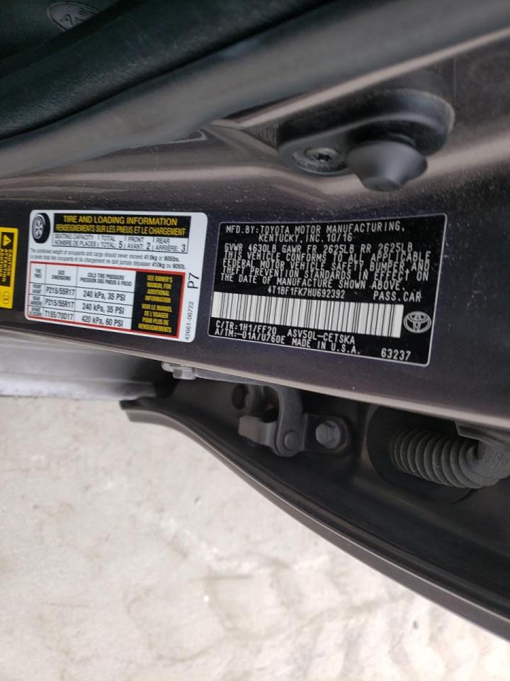 Photo 10 from auction – 2017 TOYOTA CAMRY with VIN 4T1BF1FK7HU692392