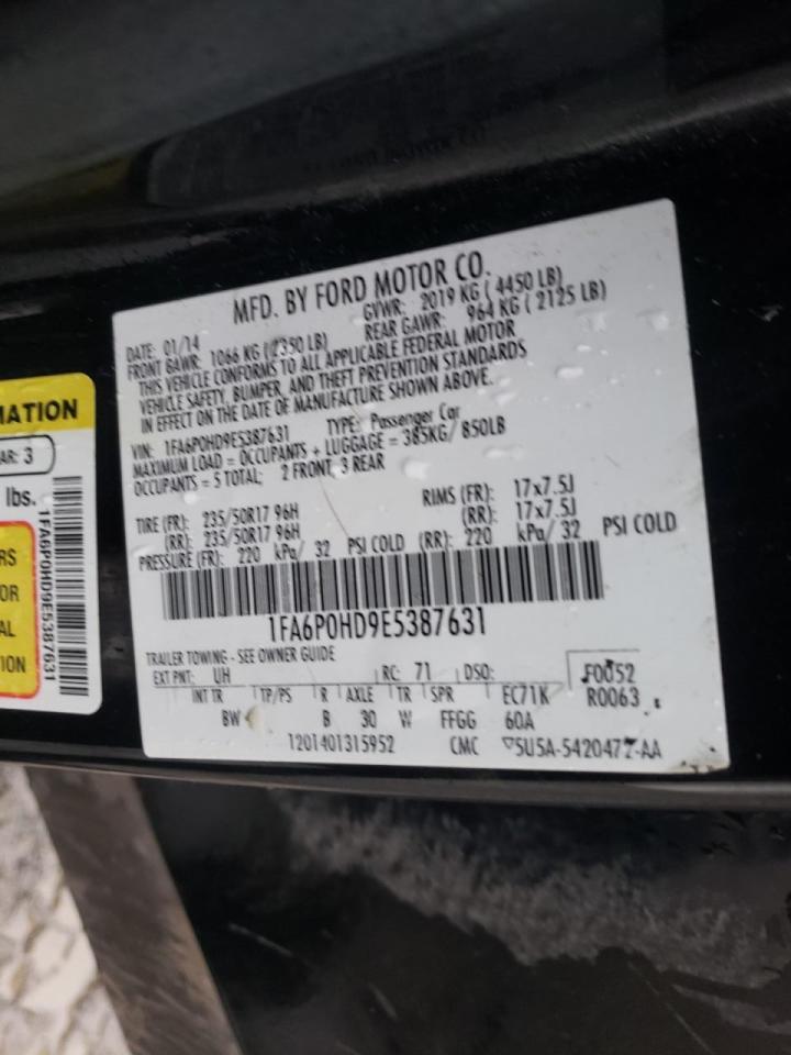 Photo 10 from auction – 2014 FORD FUSION SE with VIN 1FA6P0HD9E5387631