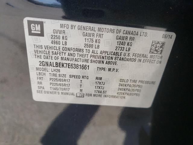 Photo 10 from auction – 2014 CHEVROLET EQUINOX LT with VIN 2GNALBEK7E6381661