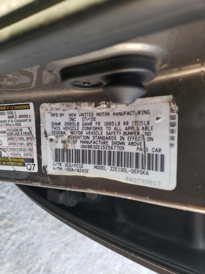 Photo 10 from auction – 2005 TOYOTA COROLLA SE with VIN 1NXBR32E15Z567709