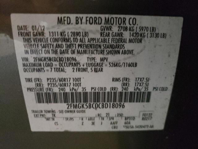 Photo 10 from auction – 2012 FORD FLEX SE with VIN 2FMGK5BC0CBD18096