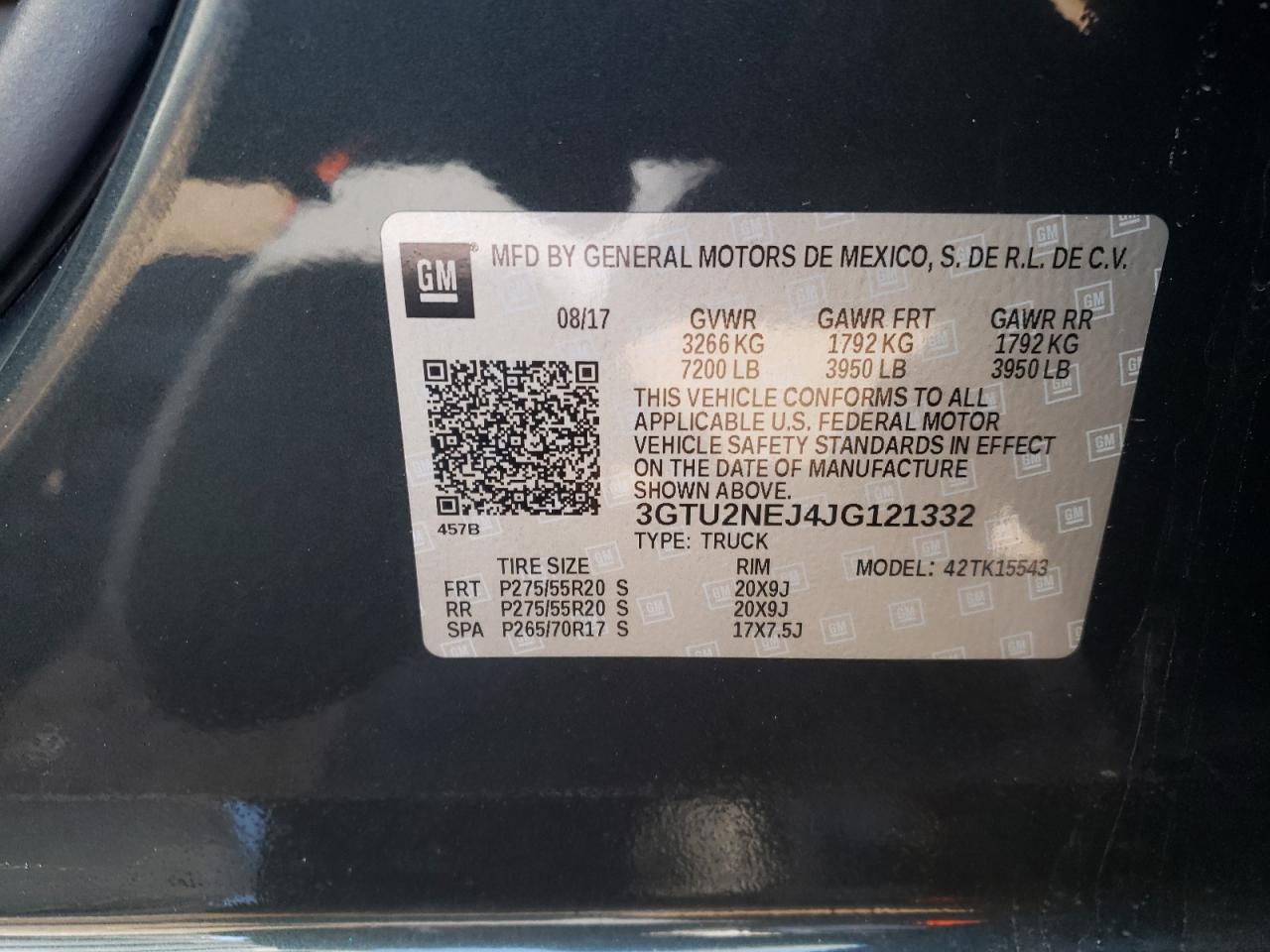 Photo 10 from auction – 2018 GMC SIERRA K15 with VIN 3GTU2NEJ4JG121332