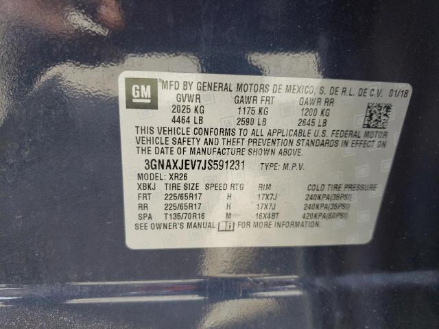 Photo 10 from auction – 2018 CHEVROLET EQUINOX LT with VIN 3GNAXJEV7JS591231
