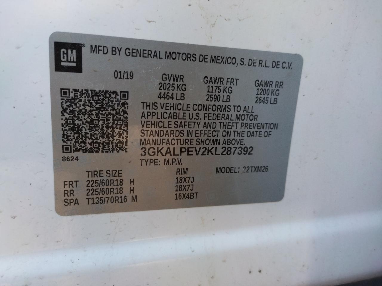 Photo 10 from auction – 2019 GMC TERRAIN SL with VIN 3GKALPEV2KL287392