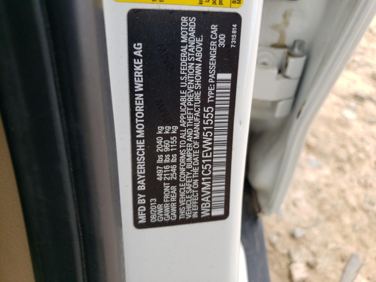 Photo 10 from auction – 2014 BMW X1 SDRIVE2 with VIN WBAVM1C51EVW51555