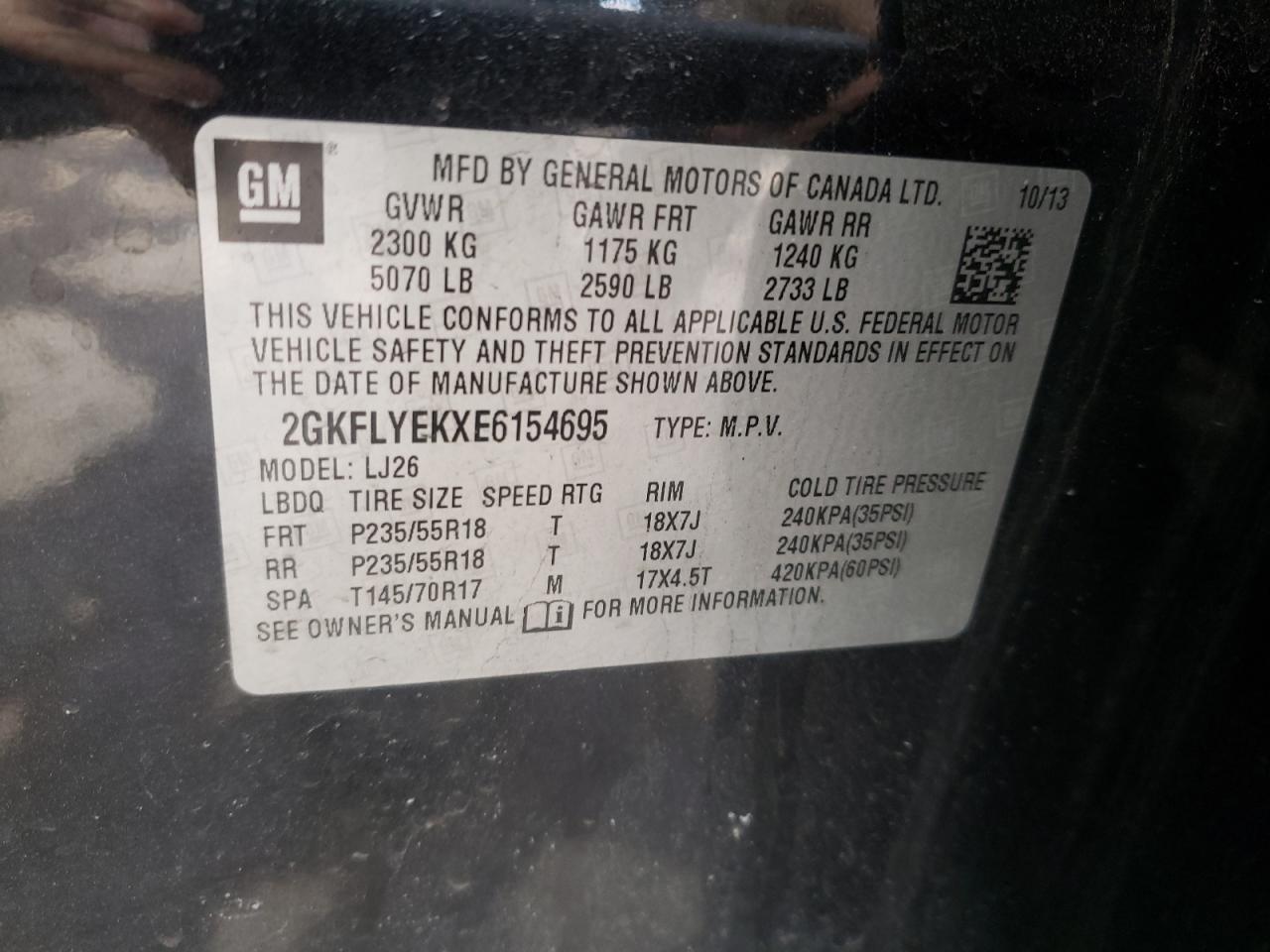 Foto 10 de la subasta – 2014 GMC TERRAIN SL con VIN 2GKFLYEKXE6154695