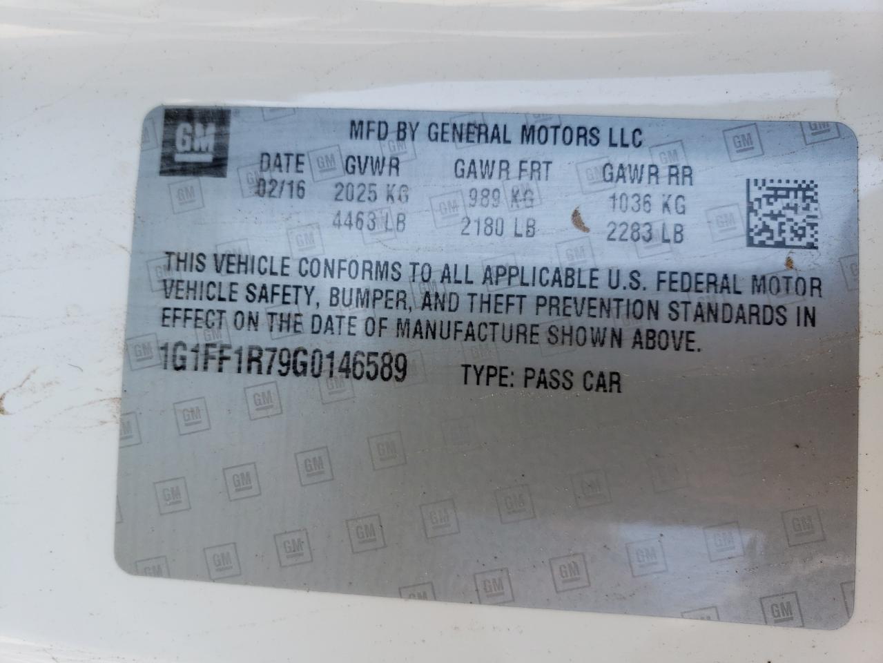 Photo 10 from auction – 2016 CHEVROLET CAMARO SS with VIN 1G1FF1R79G0146589