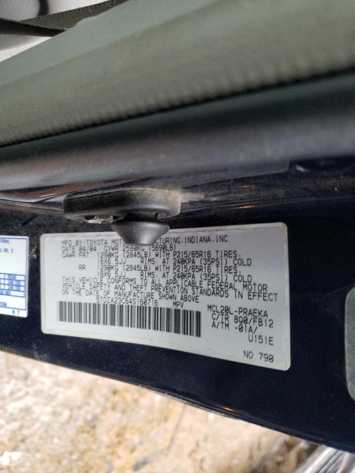 Photo 10 from auction – 2004 TOYOTA SIENNA CE with VIN 5TDZA23C64S160716