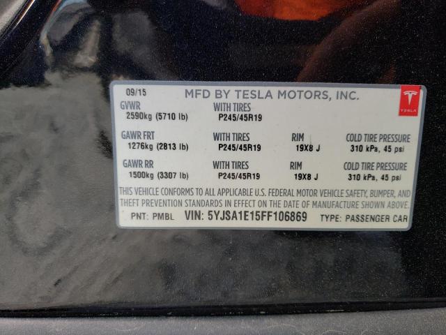 Photo 10 from auction – 2015 TESLA MODEL S with VIN 5YJSA1E15FF106869