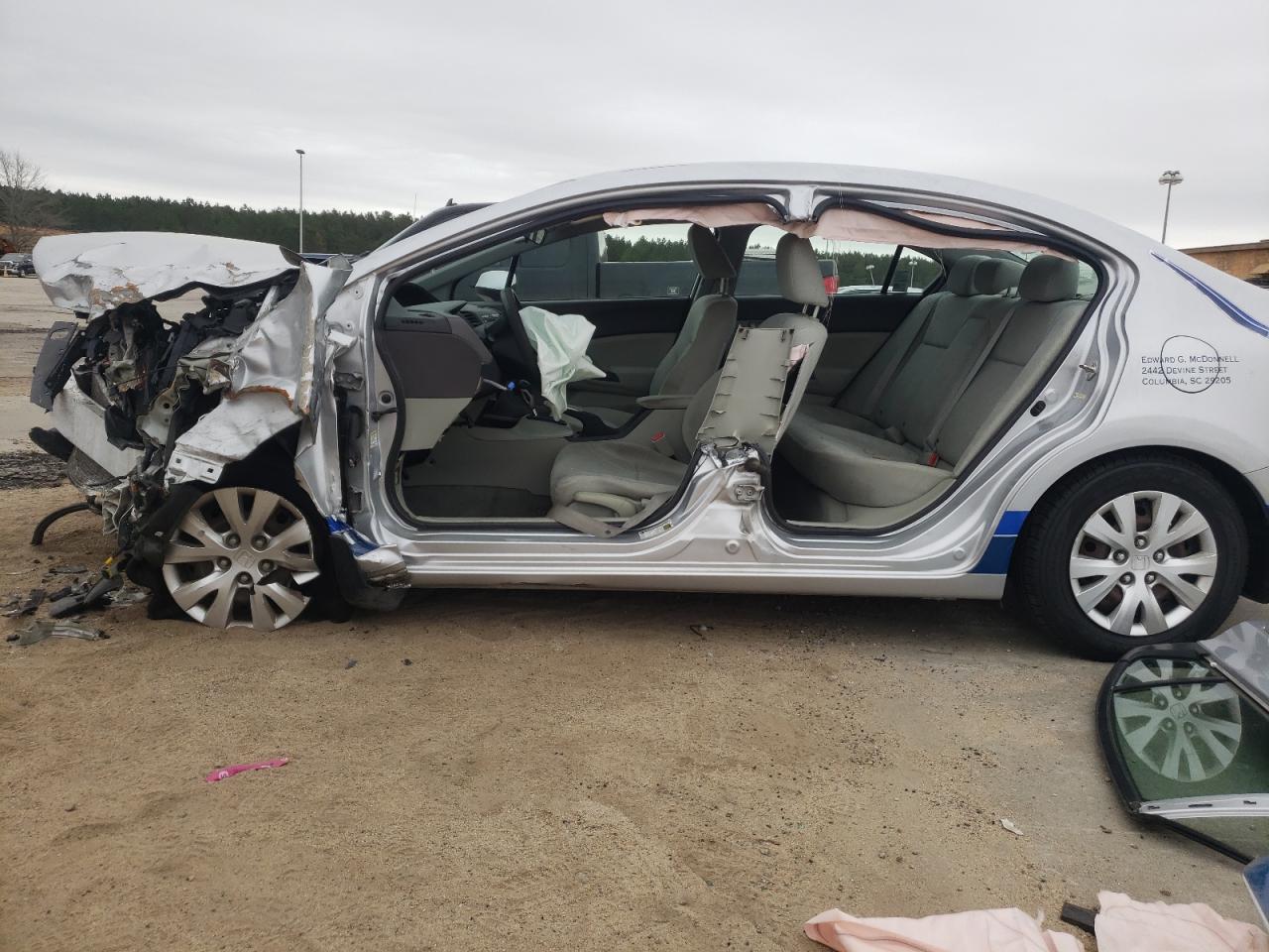 Photo 10 from auction – 2012 HONDA CIVIC LX with VIN 19XFB2F51CE079452