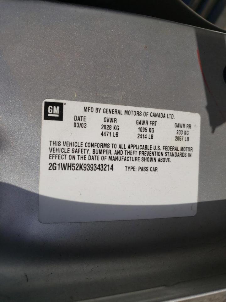 Photo 10 from auction – 2003 CHEVROLET IMPALA with VIN 2G1WH52K939343214