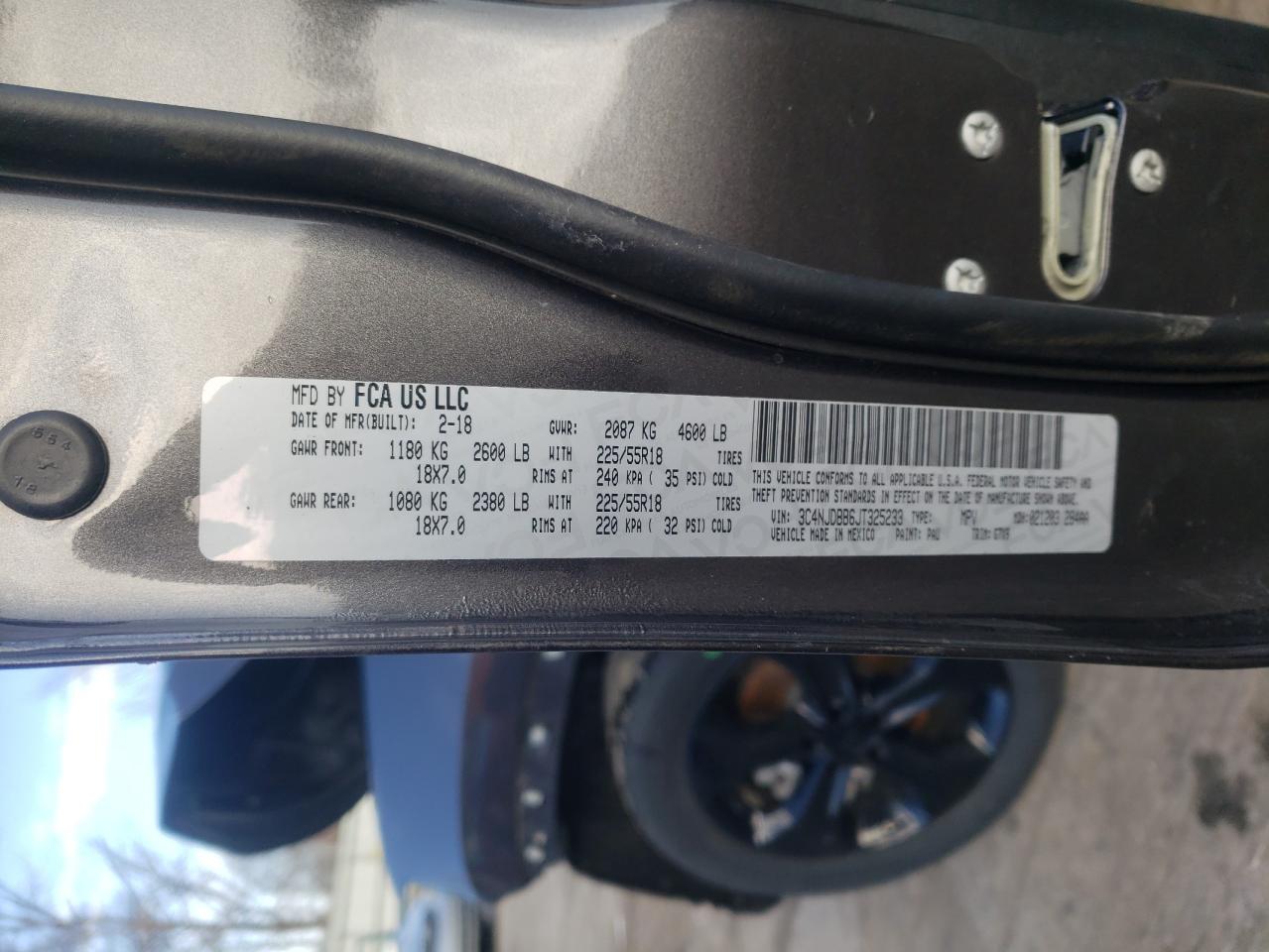 Photo 10 from auction – 2018 JEEP COMPASS LA with VIN 3C4NJDBB6JT325233