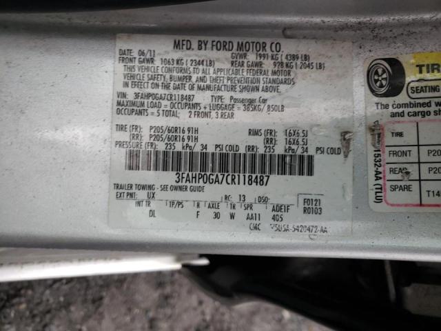 Photo 10 from auction – 2012 FORD FUSION S with VIN 3FAHP0GA7CR118487