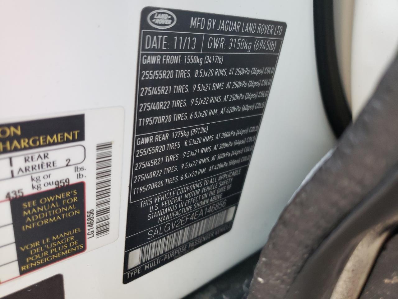 Photo 10 from auction – 2014 LAND ROVER RANGE ROVE with VIN SALGV2EF4EA146856