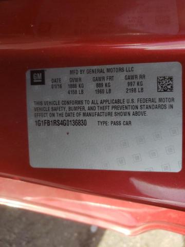 Photo 10 from auction – 2016 CHEVROLET CAMARO LT with VIN 1G1FB1RS4G0136830