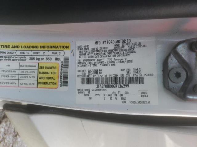 Фото 10 с аукциона – 2016 FORD FUSION SE с VIN 3FA6P0HD0GR136299