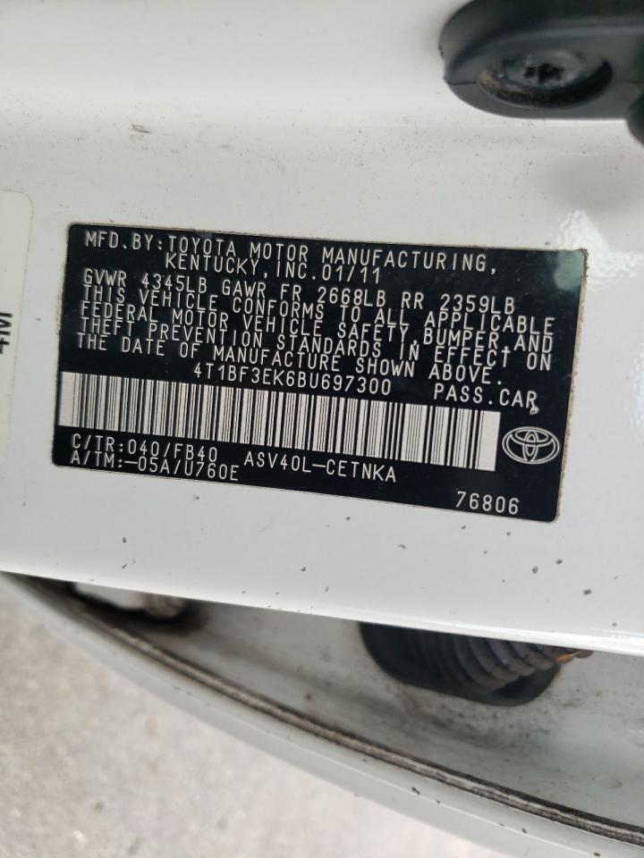 Photo 10 from auction – 2011 TOYOTA CAMRY BASE with VIN 4T1BF3EK6BU697300