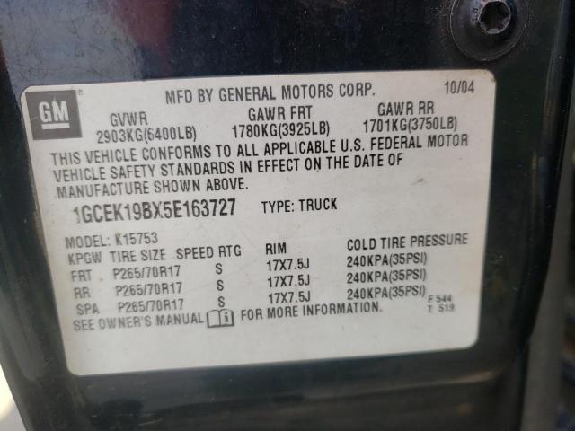 Photo 10 from auction – 2005 CHEVROLET SILVERADO with VIN 1GCEK19BX5E163727