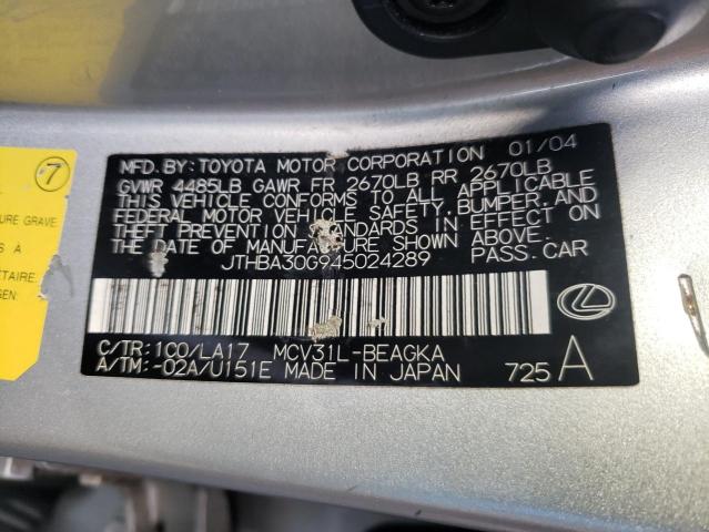 Photo 10 from auction – 2004 LEXUS ES 330 with VIN JTHBA30G945024289