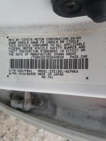 Photo 10 from auction – 2005 TOYOTA COROLLA CE with VIN JTDBR32E352049939
