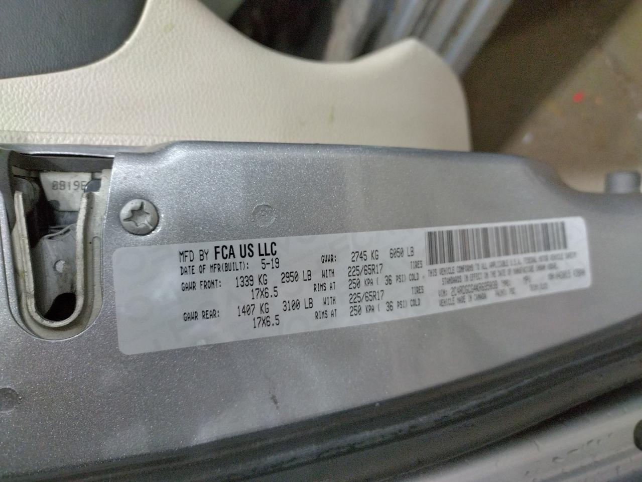 Photo 10 from auction – 2019 DODGE GRAND CARA with VIN 2C4RDGCG4KR695038
