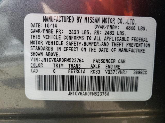 Photo 10 from auction – 2015 INFINITI Q40 with VIN JN1CV6AR0FM523764