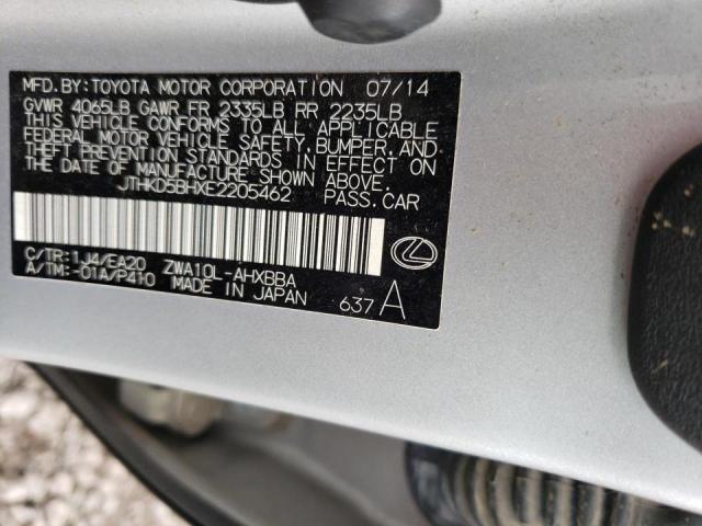 Photo 10 from auction – 2014 LEXUS CT 200 with VIN JTHKD5BHXE2205462