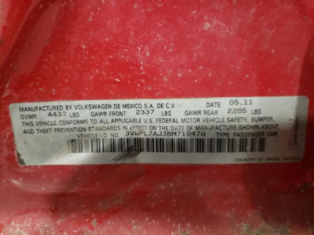 Photo 10 from auction – 2011 VOLKSWAGEN JETTA with VIN 3VWPL7AJ3BM710478