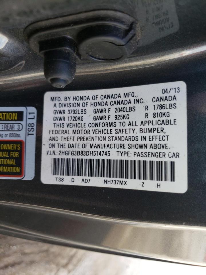 Photo 10 from auction – 2013 HONDA CIVIC EX with VIN 2HGFG3B83DH514745