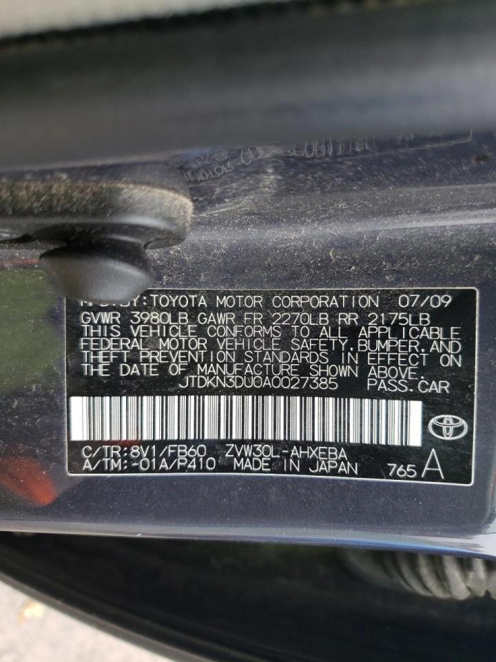 Photo 10 from auction – 2010 TOYOTA PRIUS with VIN JTDKN3DU0A0027385