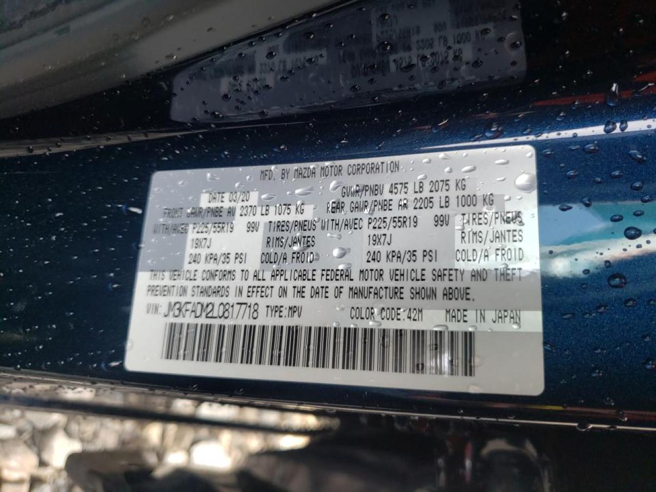 Photo 10 from auction – 2020 MAZDA CX-5 with VIN JM3KFADM2L0817718