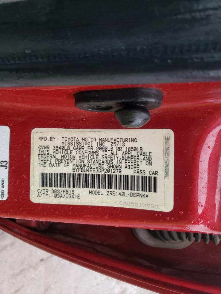 Photo 10 from auction – 2013 TOYOTA COROLLA BA with VIN 5YFBU4EE3DP201279