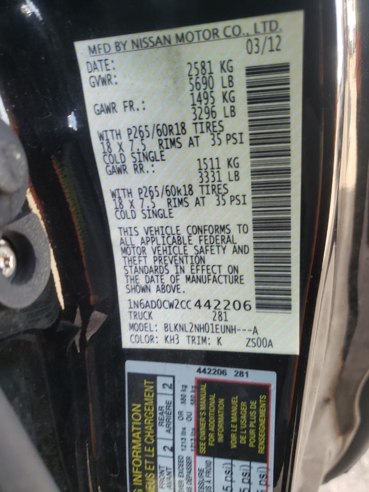 Photo 10 from auction – 2012 NISSAN FRONTIER S with VIN 1N6AD0CW2CC442206
