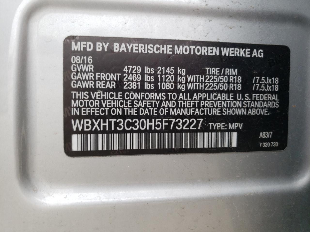 Photo 10 from auction – 2017 BMW X1 XDRIVE2 with VIN WBXHT3C30H5F73227