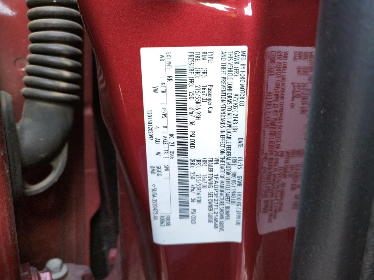Photo 10 from auction – 2015 FORD FOCUS SE with VIN 1FADP3F27FL214648