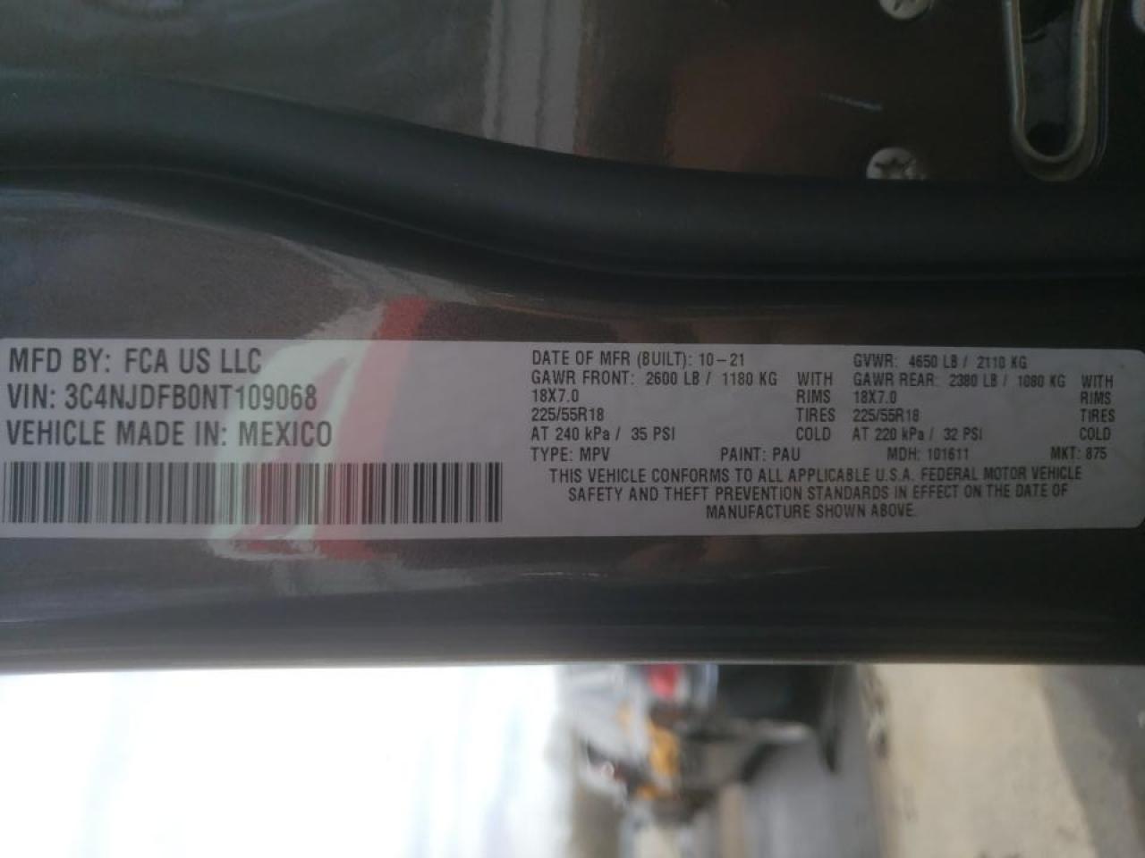 Photo 10 from auction – 2022 JEEP COMPASS AL with VIN 3C4NJDFB0NT109068