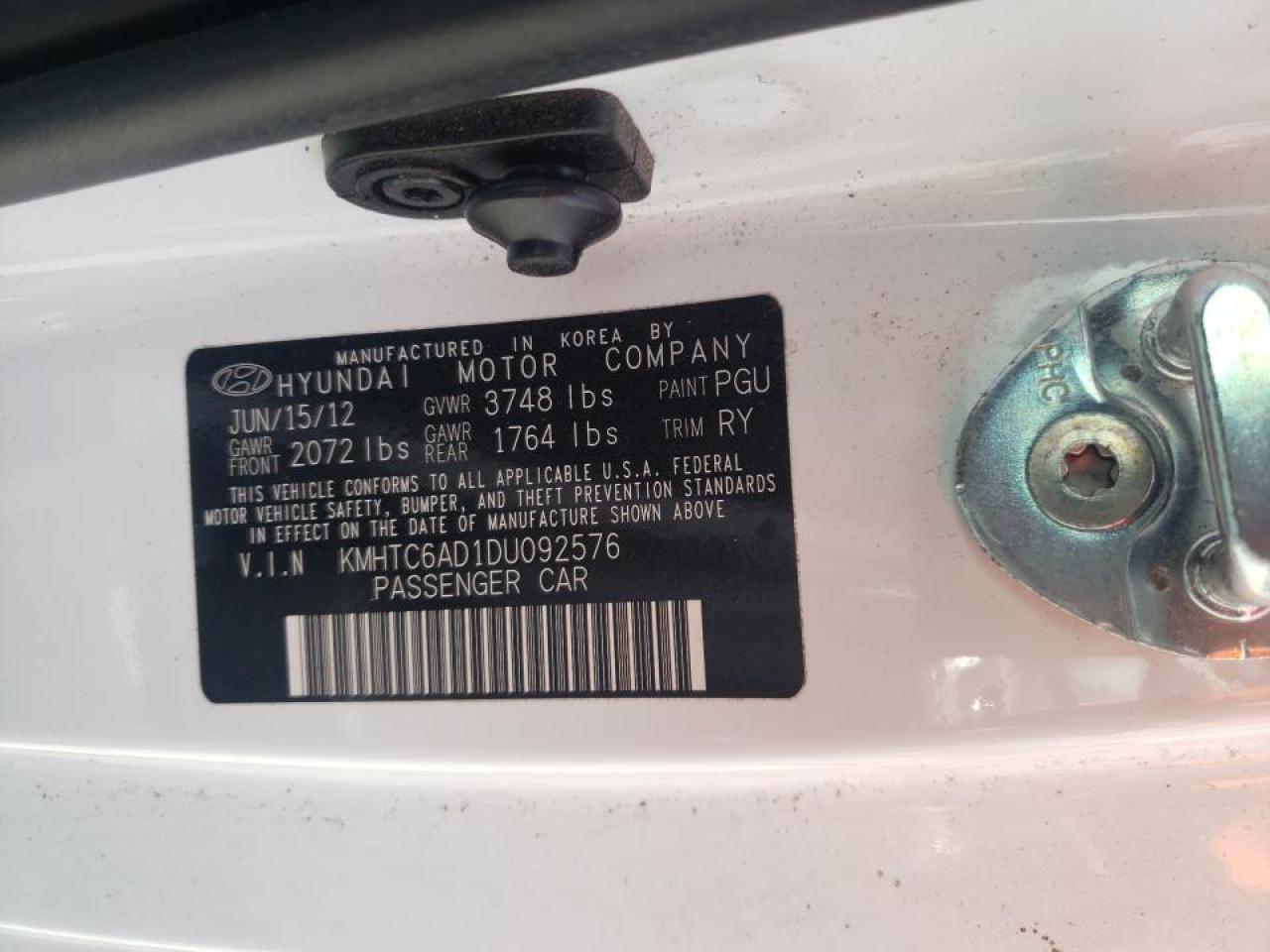 Photo 10 from auction – 2013 HYUNDAI VELOSTER with VIN KMHTC6AD1DU092576