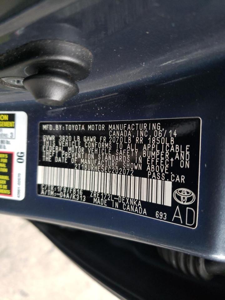 Photo 10 from auction – 2014 TOYOTA COROLLA L with VIN 2T1BURHE5EC202072