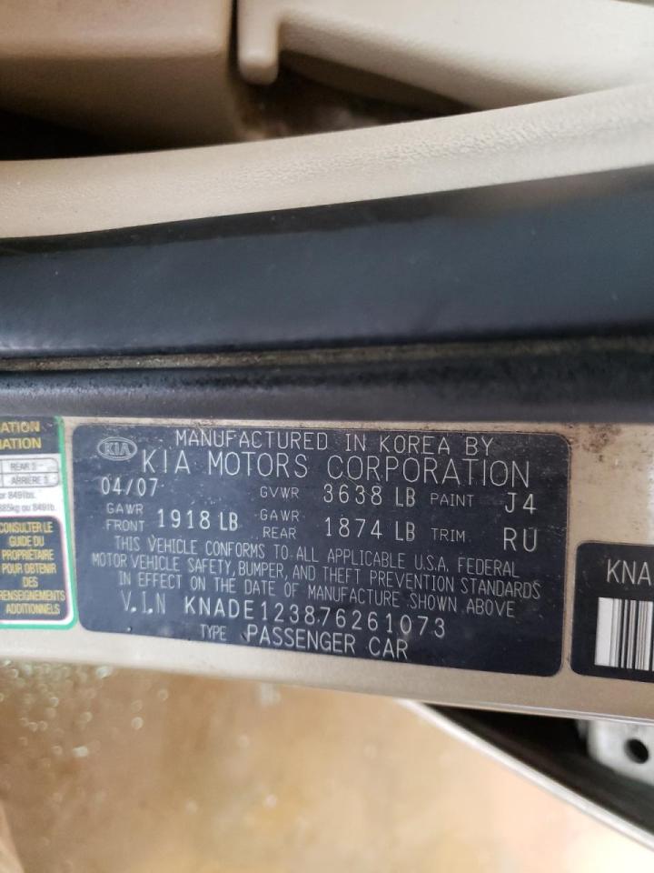 Photo 10 from auction – 2007 KIA RIO BASE with VIN KNADE123876261073