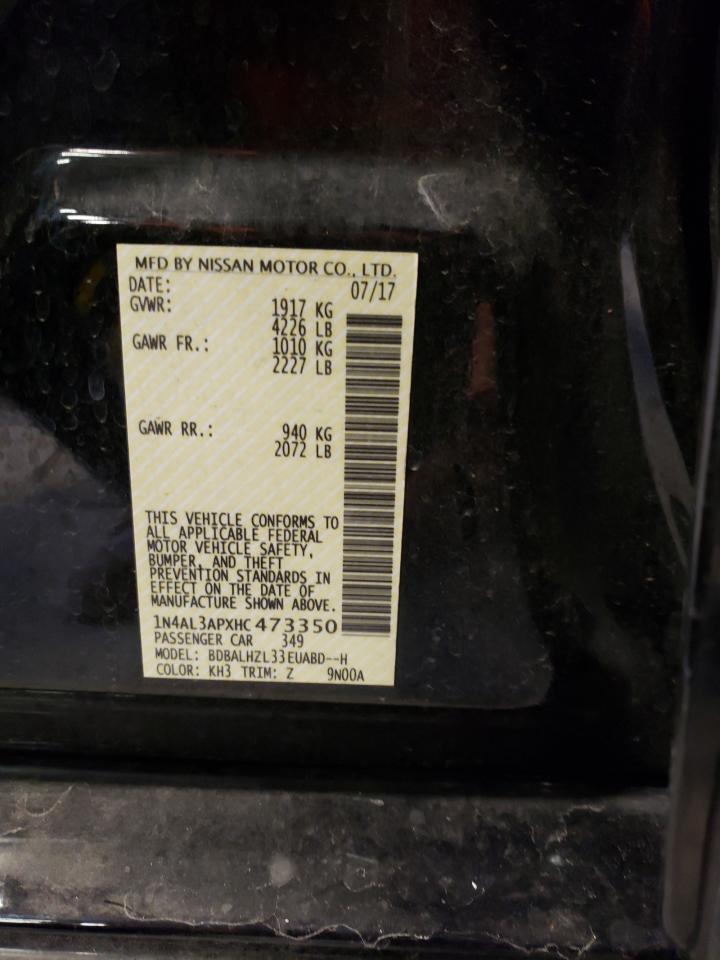 Photo 10 from auction – 2017 NISSAN ALTIMA 2.5 with VIN 1N4AL3APXHC473350
