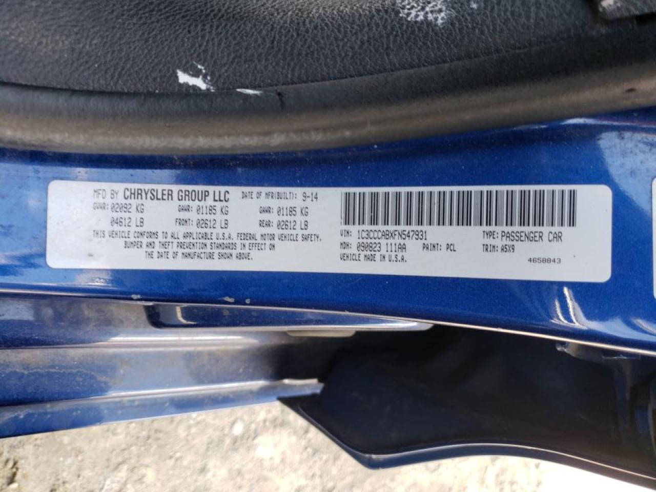 Photo 10 from auction – 2015 CHRYSLER 200 LIMITE with VIN 1C3CCCABXFN547931