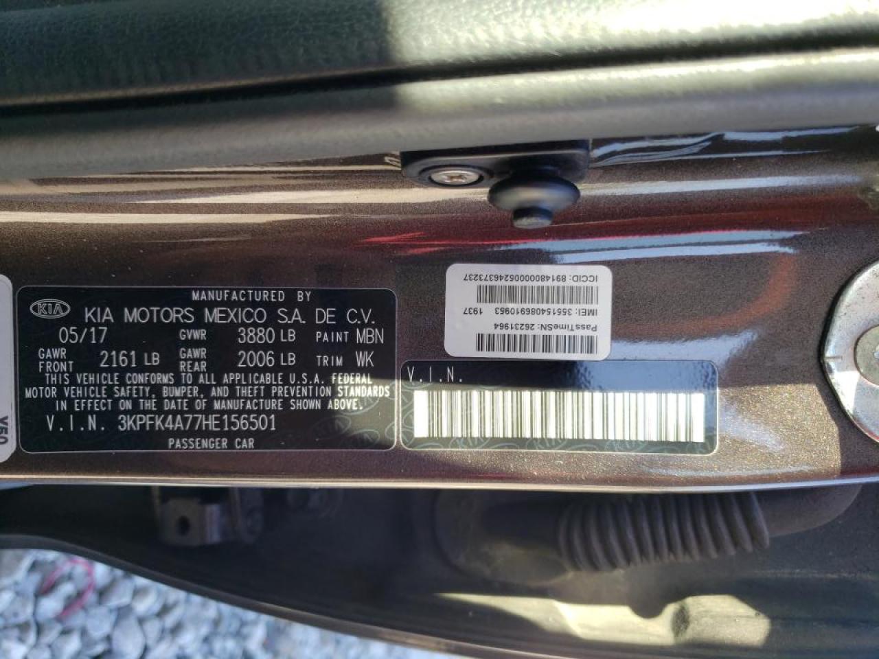 Photo 10 from auction – 2017 KIA FORTE LX with VIN 3KPFK4A77HE156501