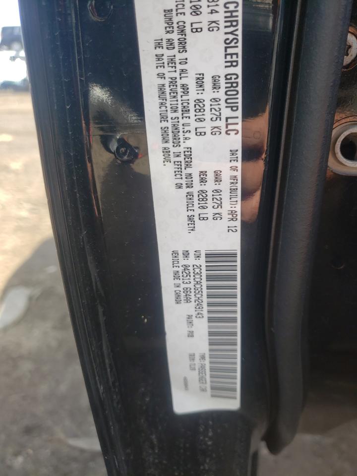 Photo 10 from auction – 2012 CHRYSLER 300 LIMITE with VIN 2C3CCACG5CH249143