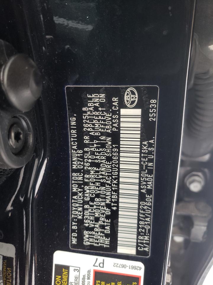 Photo 10 from auction – 2016 TOYOTA CAMRY LE with VIN 4T1BF1FK1GU206691