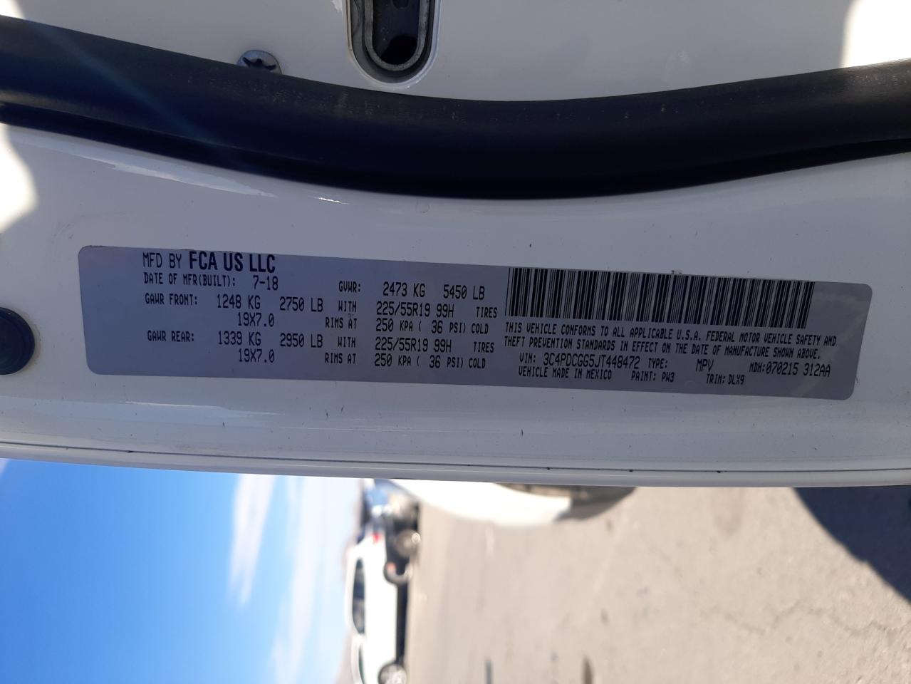 Photo 10 from auction – 2018 DODGE JOURNEY CR with VIN 3C4PDCGG5JT448472